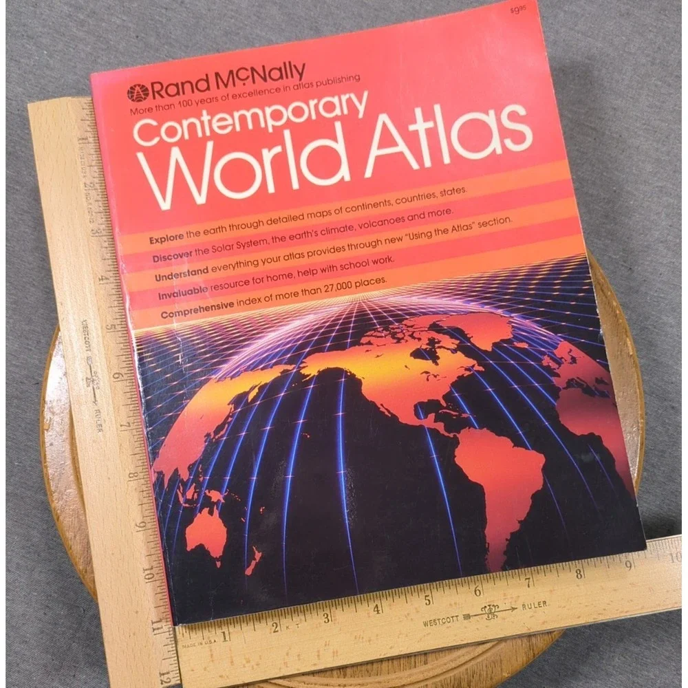 1984 Contemporary‎ World Atlas Vintage Illustrated Rand McNally Trade Paperback